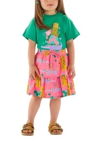 Conjunto blusa meia malha e saia cotton Up Baby