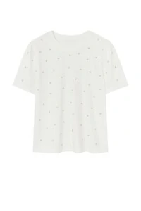 T-shirt feminina com aplicações de strass Kwi