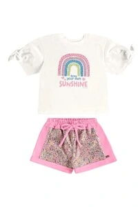 Conjunto blusa meia malha e short moletom paetes Up Baby