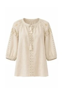 Bata com bordados manga curta Kwi