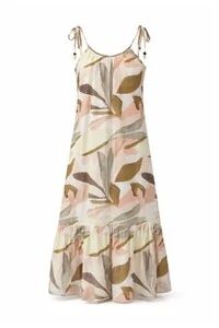 Vestido midi estampado com alças ajustáveis Kwi