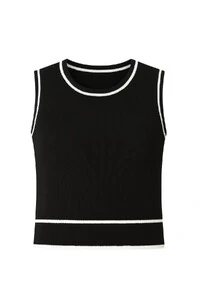 Regata em tricot com detalhes canelados Kwi