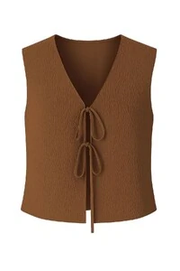 Blusa amarração em crepe seersucker Kwi