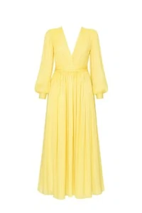 Vestido longo voil manga longa Kwi