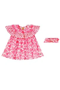 Vestido com faixa em cotton Up Baby