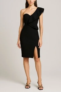 Vestido curto bandage um ombro Kwi