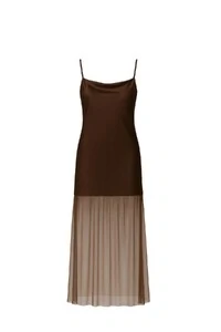 Vestido de alça com barra tule Kwi
