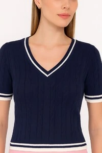 Blusa tricot gola v Kwi