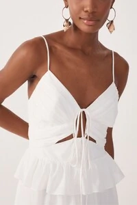 Vestido longo algodão babado cintura Dress to