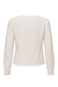 Blusa manga longa babados decote V Kwi