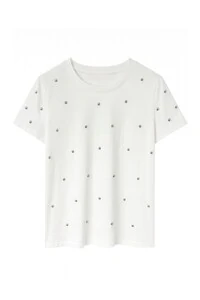 Tshirt plus size com aplicações de perolas Kwi