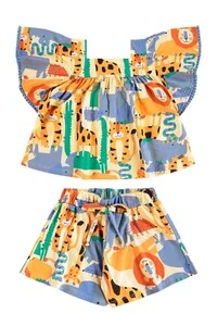 Conjunto estampado blusa e short em meia malha Up Baby