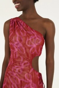 Vestido tule ombro só laços Farm