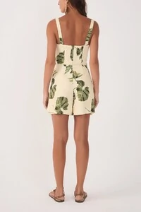 Macaquinho linho estampa folhar Dress to