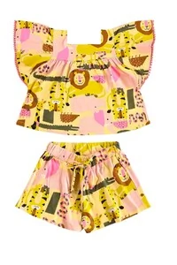 Conjunto estampado blusa e short em meia malha Up Baby