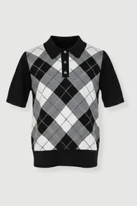 Polo feminina em tricot xadrez Kwi