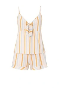 Pijama feminino Short doll alça com laço listrado Kwi
