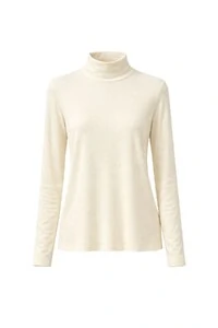 Blusa feminina básica de manga longa com gola alta em malha KWI