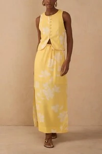 Saia cropped linho estampa clareza Dress to