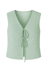 Blusa amarração em crepe seersucker Kwi