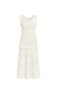 Vestido midi babados e renda Kwi