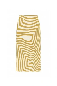 Saia midi estampada geométrica Kwi