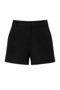 Shorts feminino de alfaiataria bordado Kwi