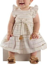 Vestido em tecido e meia malha Up Baby