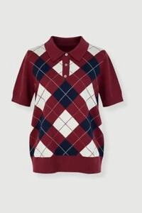 Polo feminina em tricot xadrez Kwi