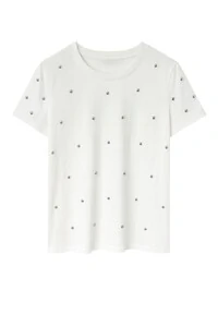 T-shirt feminina com aplicações metálicas Kwi