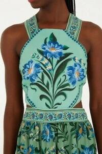 Vestido curto azulejo florido Farrm