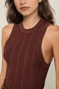 Regata de tricot cropped rib Animale