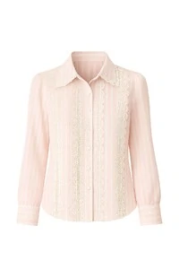 Camisa listrada com detalhes de renda Kwi