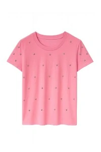 Tshirt plus size com aplicações de perolas Kwi