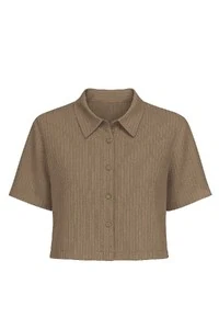 Camisa cropped manga curta Kwi
