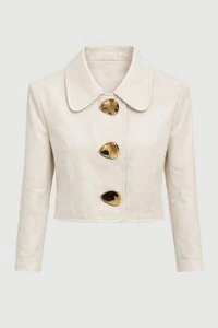 Blazer cropped alfaiataria com broches orgânicos Kwi