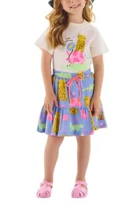 Conjunto blusa meia malha e saia cotton Up Baby