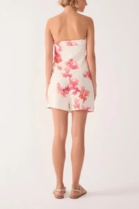 Short saia linho estampa coral Dress to