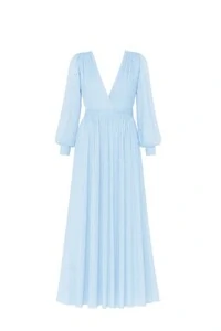 Vestido longo voil manga longa Kwi