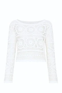 Blusa crochê manga longa mandala Kwi