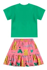 Conjunto blusa meia malha e saia cotton Up Baby