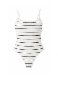 Body feminino em malha canelada com alças finas Kwi