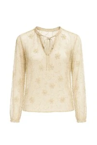 Blusa transparente com bordado floral Kwi