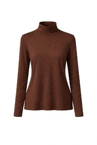 Blusa feminina básica de manga longa com gola alta em malha KWI