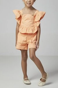 Conjunto infantil blusa de babado e short Luluzinha