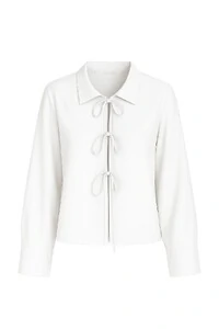 Camisa com fechamento amarração frontal feminina Kwi