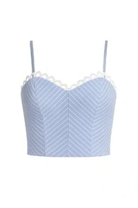 Top cropped listrado com alças finas Kwi