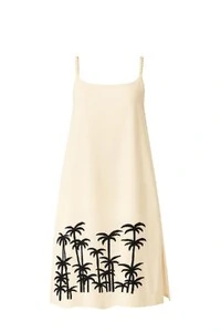 Vestido com alças em cordão e bordado Kwi
