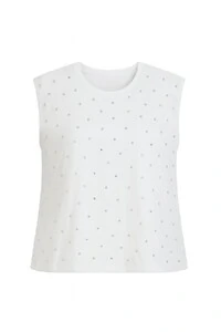 Blusa plus size em malha manga muscle com aplicação de strass Kwi