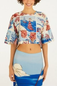 Tshirt cropped diario de verão Farm